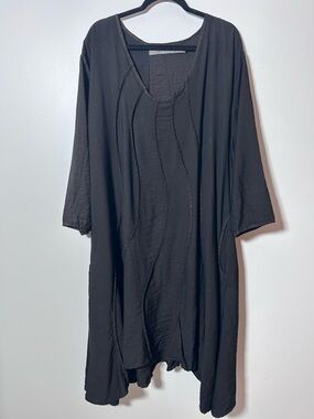Cynthia Ashby Black Flowy Loose Fit Midi/Maxi Dress Lagenlook Size L